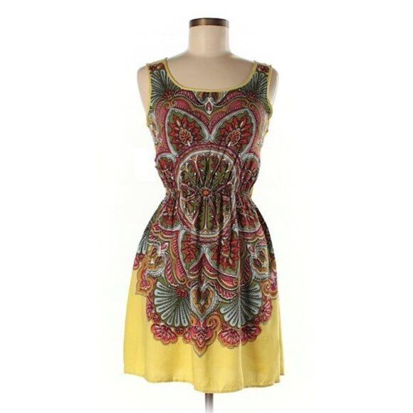 Angie Yellow Paisley Dress M - Picture 1 of 5